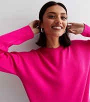 New Look Bright Pink Knit Crew Neck Boxy Jumper